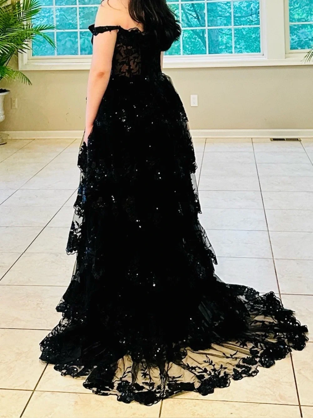 Sherri Hill Black #55500
black ruffled sequined formal or prom dress/gown - Picture 1 of 5